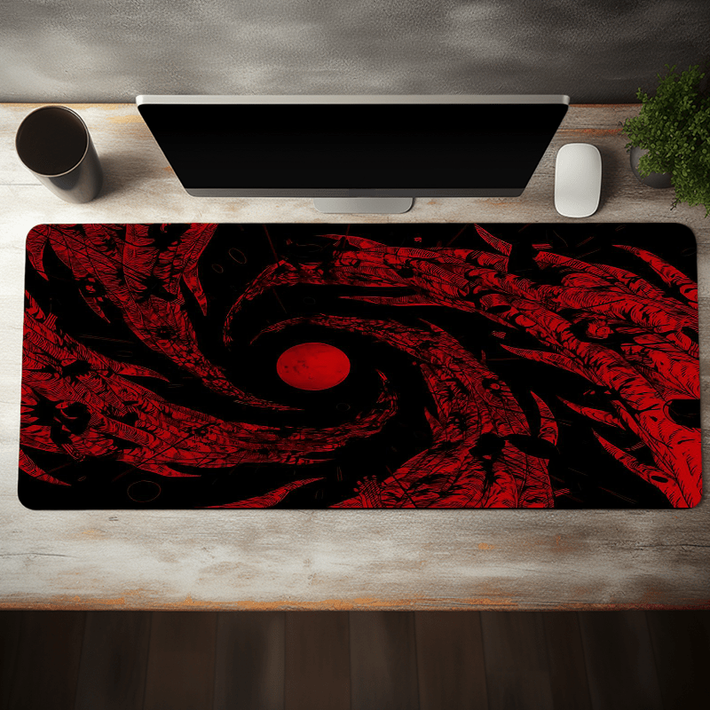 

Extra-large Red & Black Hole Design Gaming Mouse Pad - Non-slip Rubber Base, Perfect For E-sports & Office Desk, 35.4x15.7 Inches - Ideal Gift For Gamers