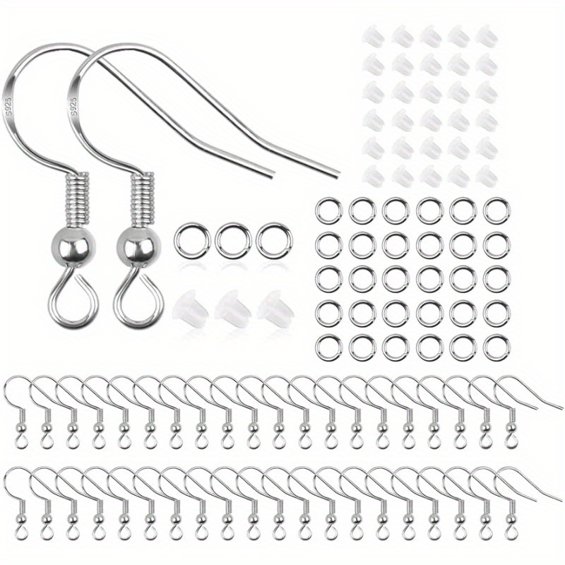 

Earring Hooks, 300pcs Earring Making Kit With 100pcs/ 50 Pairs 925 Sterling Silvery Hypoallergenic Earring Hooks, 100pcs Earring Backs And 100pcs Jump Rings, Earring Making Supplies For Jewelry Making