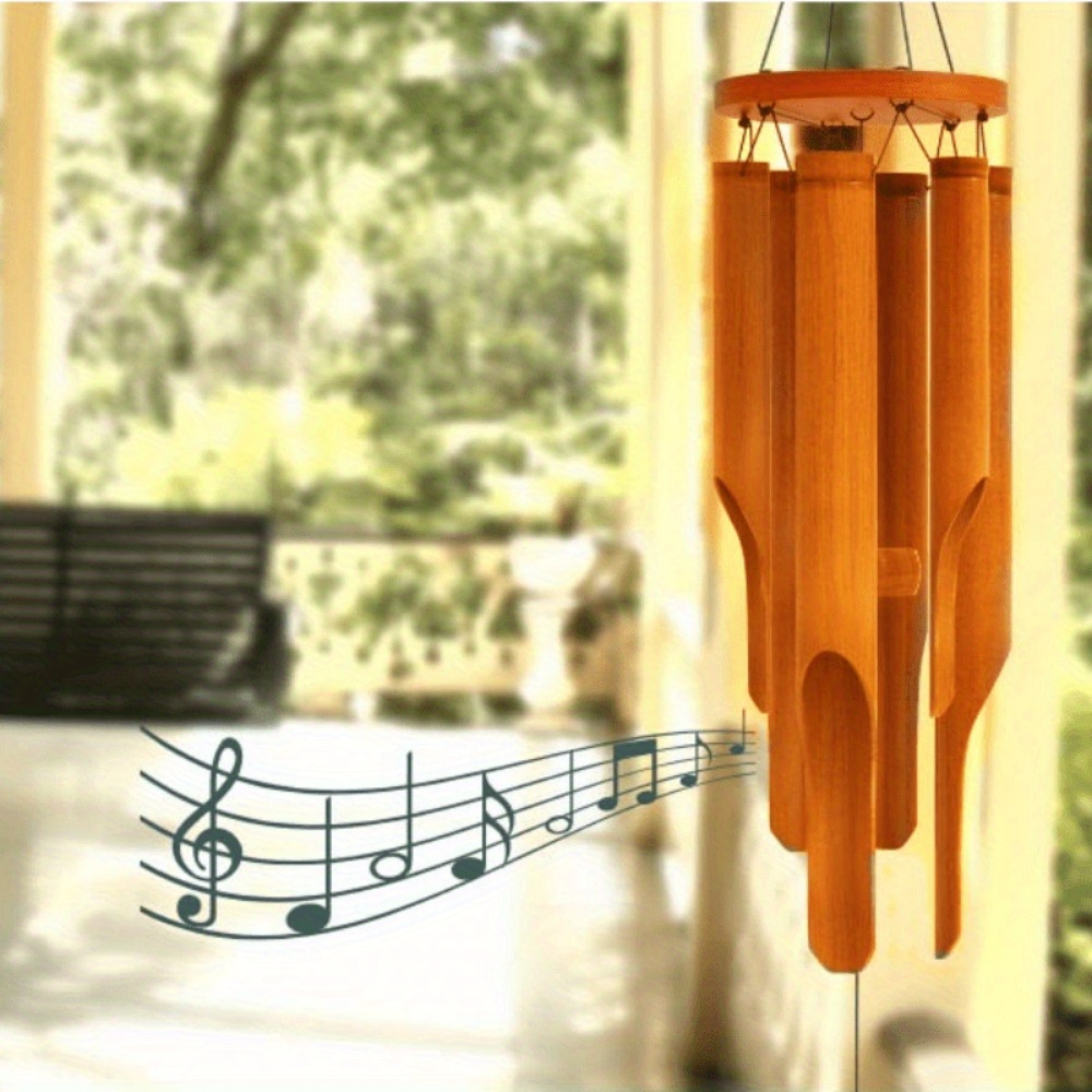 

Handcrafted Bamboo Wind Chimes - Soothing Deep Tones, Outdoor Decor, Home & Bedroom , Ideal Gift For Any Occasion, Wooden, Small, Wedding Decor