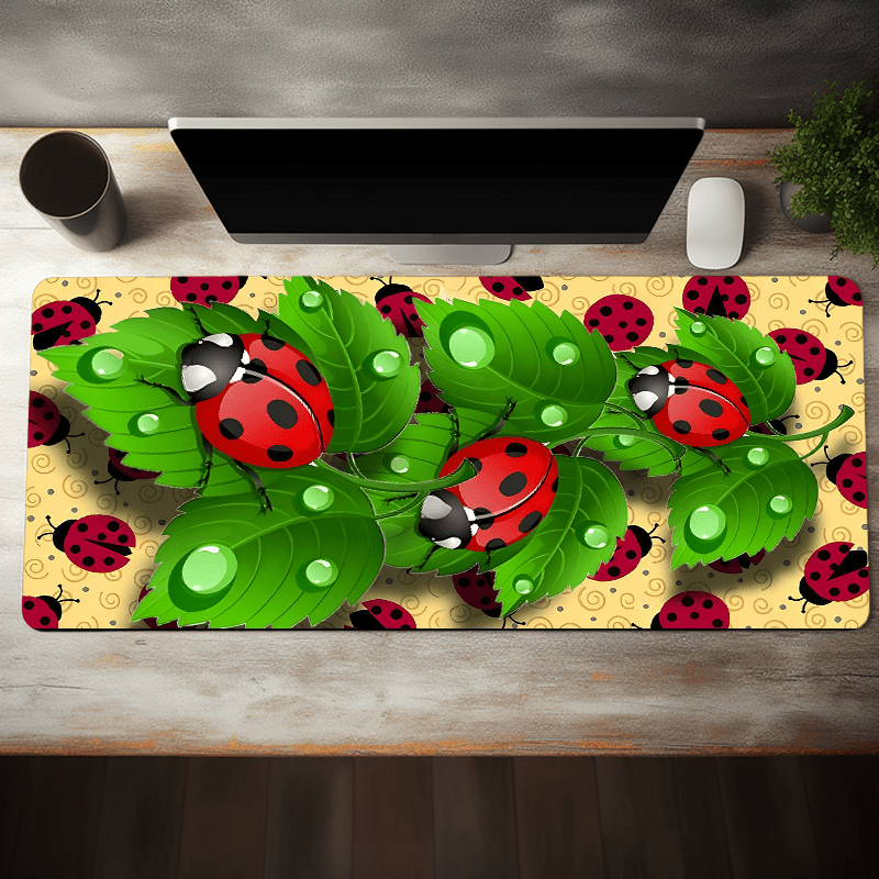 

Ladybug Design Extended Gaming Mouse Pad, Non-slip Rubber Base, Large Office Desk Mat For Keyboard And Mouse, Oblong Computer Mouse Mat, 35.4x15.7 Inch, Perfect Gift For Gamers And Friends
