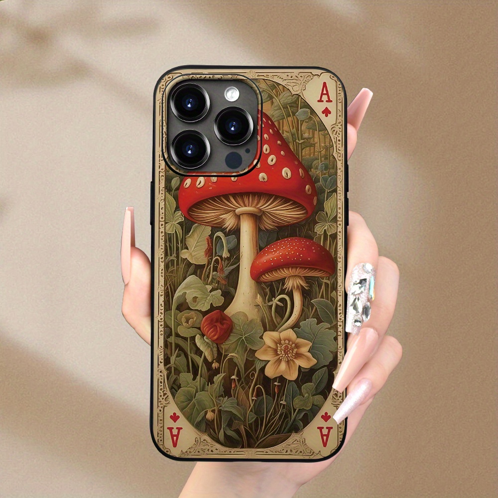 

Ace Of Hearts Mushroom Print Tpu Phone Case For 15 14 13 12 11 Xs Xr X 7 8 Plus Pro Max Mini - Durable Protective Cover