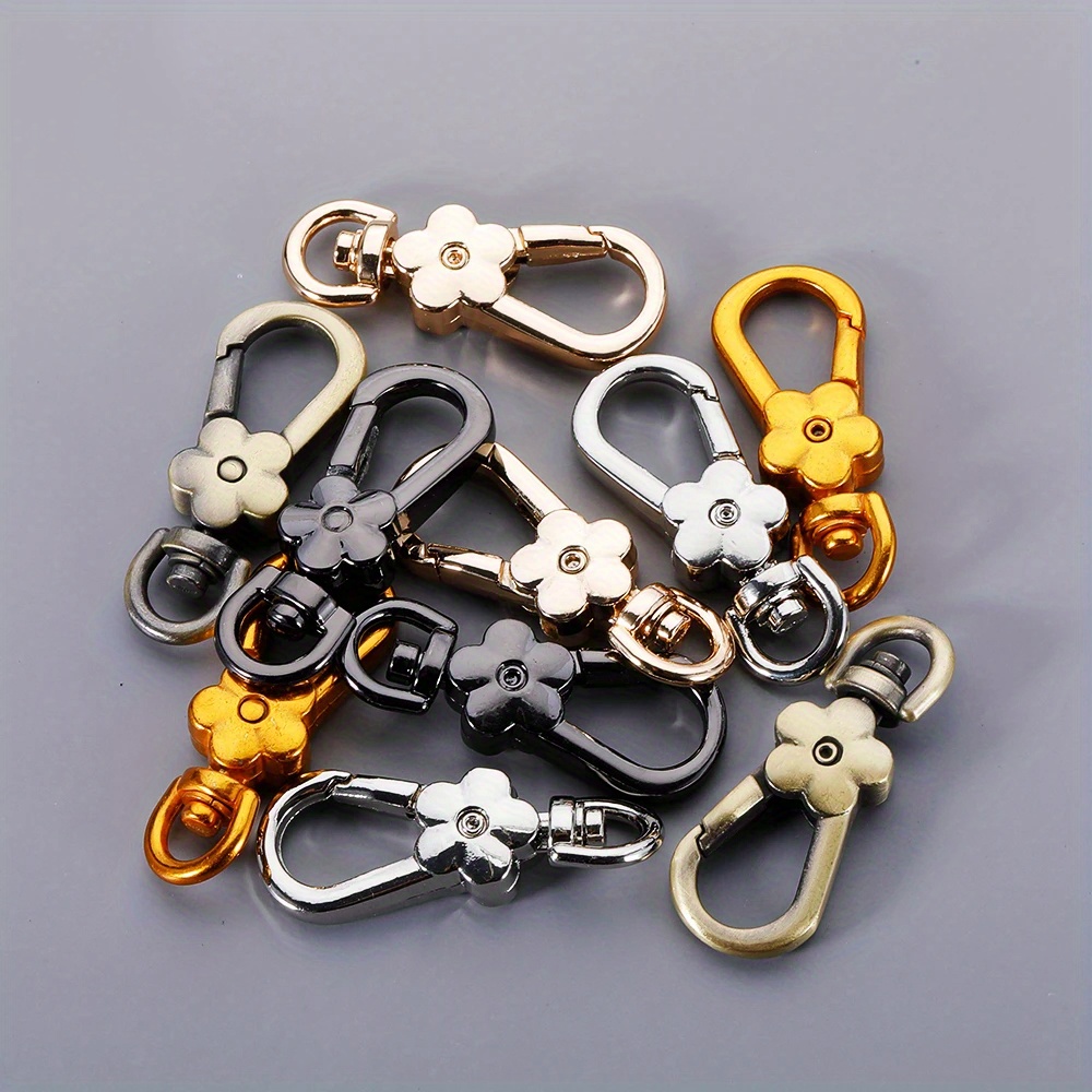 

5pcs Zinc Alloy Swivel Clasps, Assorted Colors Floral Design Snap Hooks, Durable Hardware Accessories For Bags, Chains, Diy Crafts, Backpack Straps, 3.05cm/1.2inches