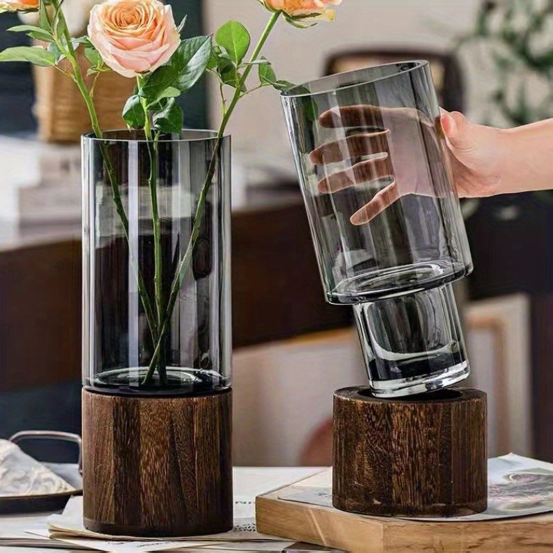 

1pc, Luxury Vintage Glass Vases, Rustic Home Decor, Transparent Plant Pot For Hydroponic Fresh Flowers Roses, Creative Original Glass Flower Vases For Living Room Dining Table Decoration