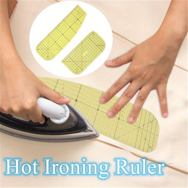 

2pcs Yellow Ironing Ruler Set For Sewing, Patchwork Tailor Craft Diy, Measuring Tool For Quilting And Sewing Projects