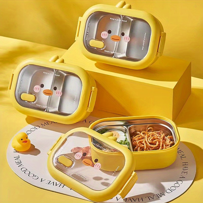 

1pc, Kawaii Bento Lunch Box, Stainless Steel Vaisselle De Lux Interior, Leak-proof, Thermal Insulation, Cute Design