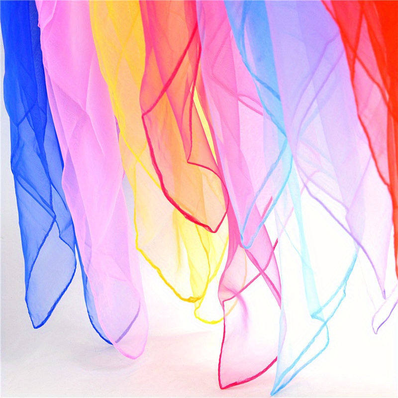 

23.62in Assorted Colors Chiffon Square Scarf, Solid Color Performance Small Neck Scarf, Tie-dye Silky Scarf