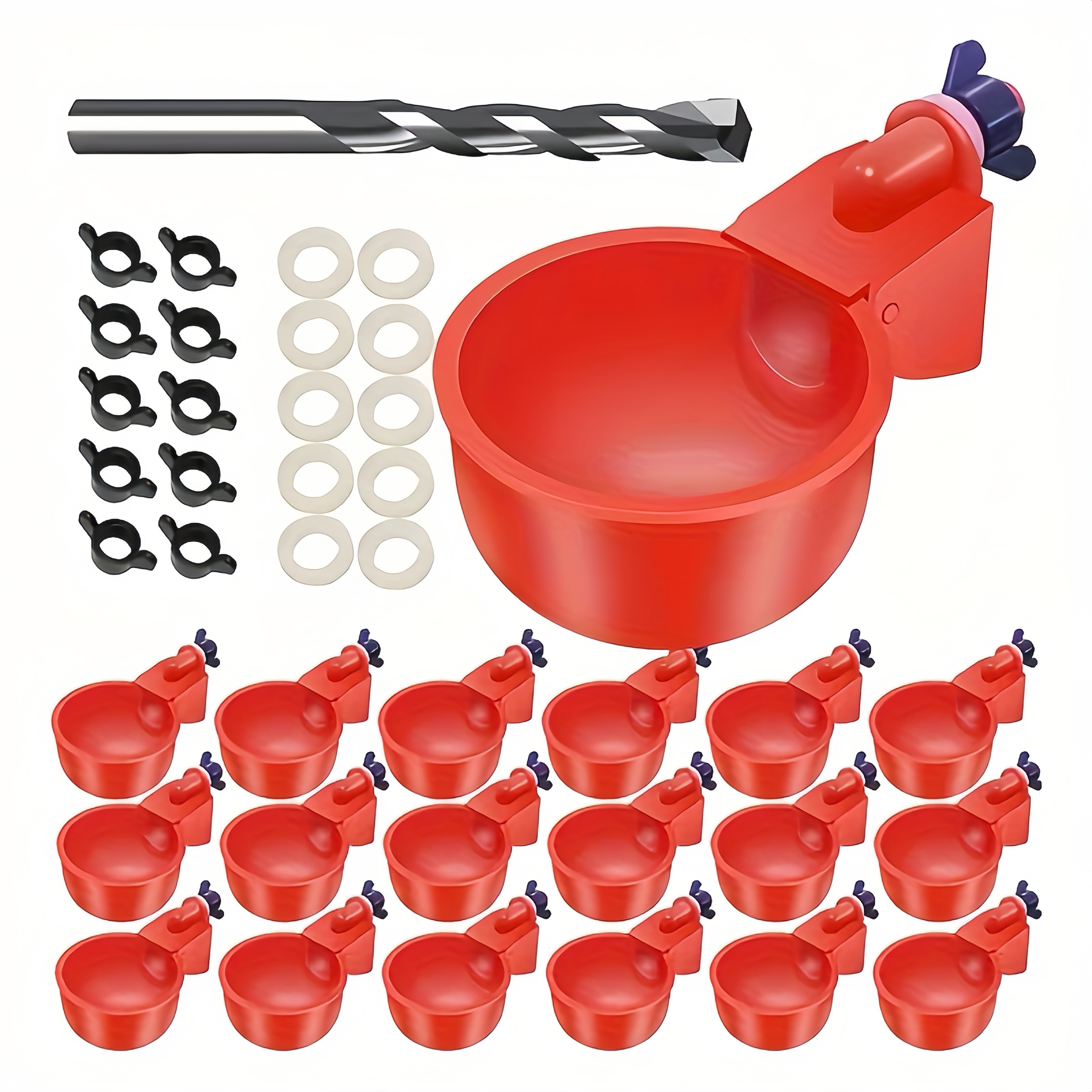 

16- Poultry Waterer Set, - Feeding Bowls And , - And Feeder, Pp , No Battery Required