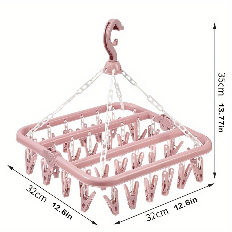 

32 Clips Folding Hanger, Thickened Plastic Clothes Drying Rack With Swivel Hook