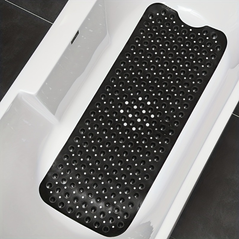 

Extra-long Anti-slip Shower Stall Mat With Suction Cups And Drain Holes, Machine Washable Bathtub Carpet For Home Bathroom - Durable Textured Non-slip Traction Material