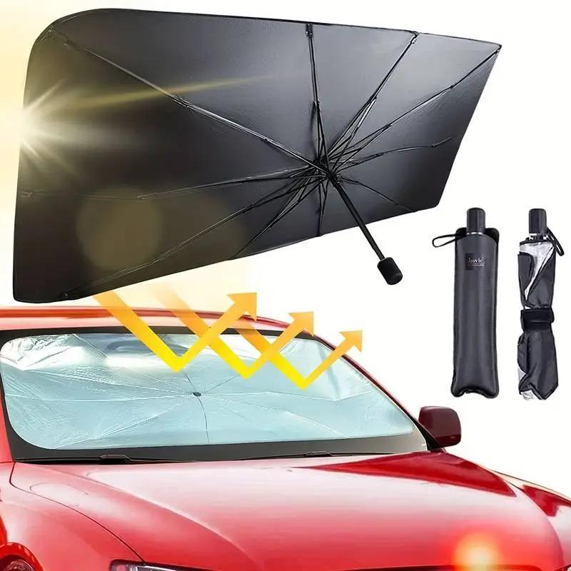 

1pc Car Retractable Sunshade Umbrella, Front Windshield Insulation Umbrella, Car Sunshade Cover, Heat Absorption And Insulation