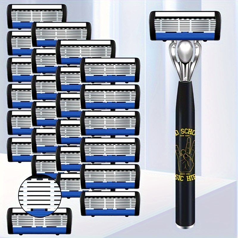 

Safety 7-layer Stainless Steel Razor Set For Daily Grooming, 1 Handle With 12 Refills, Daily Grooming Tools