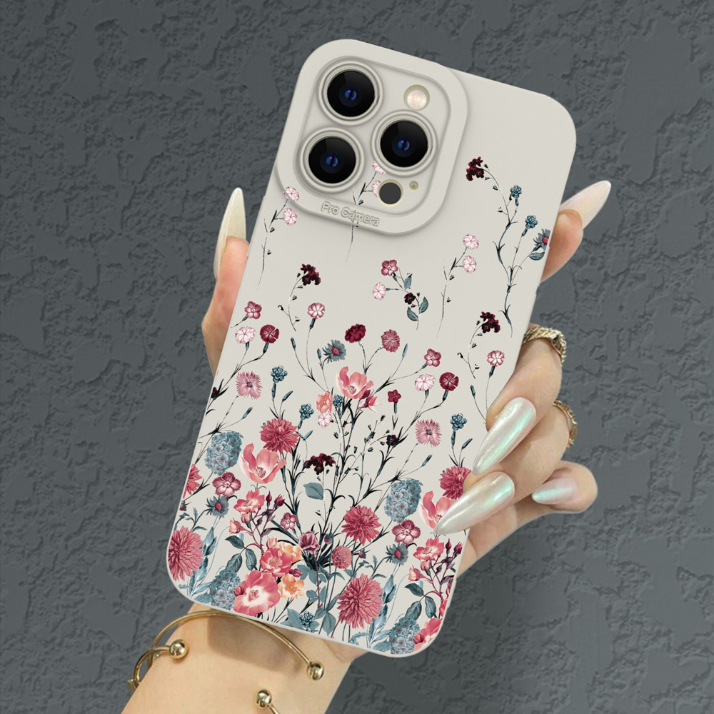 

Floral Tpu Phone Case For 15/14/13/12/11/xs/xr/x/7/8/mini/plus/pro/max/se - Shockproof Full-body Protective Cover With Anti-shock Camera Protection