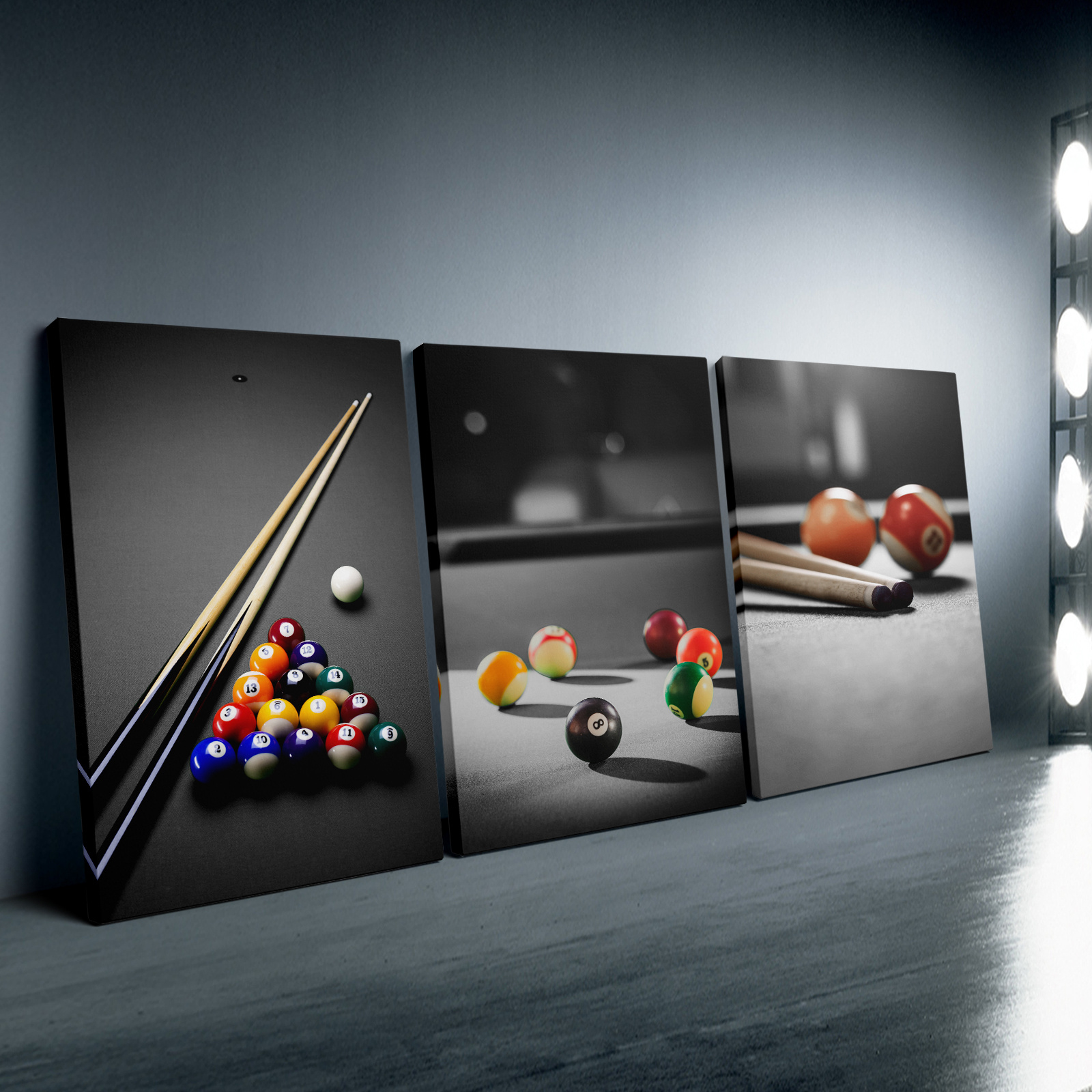 

3pcs Framed Canvas Poster, Billiards Sports Painting, Canvas Wall Art, Artwork Wall Painting For Gift, Bedroom, Office, Living Room, Cafe, Bar, Wall Decor, Home And Dormitory Decoration
