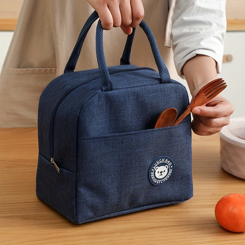 

Sac à Déjeuner Isolé à Motif d' en Denim Bleu - Étanche & Portable avec Fermeture Éclair et Poche , pour l'École, & l'Utilisation en Camping-Car - Garde les Aliments , Boîte à Lunch