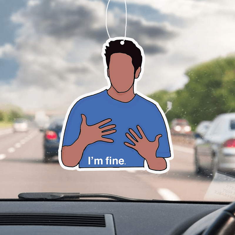 

1pc "i'm Fine" Paper Scented Tablet Air Freshener - Car Mirror Hanging Perfume Pendant For Vehicle Interior Decoration And Odor Elimination