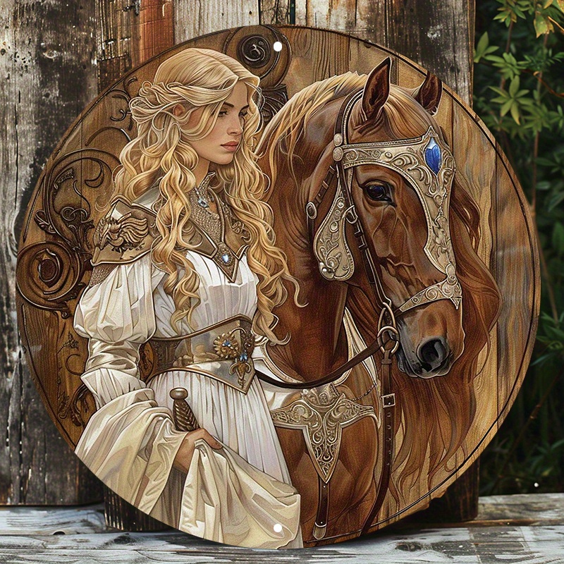 

luxurious Beauty" Elegant Blonde Woman In Gold Gown - 8x8" Round Aluminum Wall Sign | Uv & Scratch Resistant, Easy-hang Outdoor/indoor Decor
