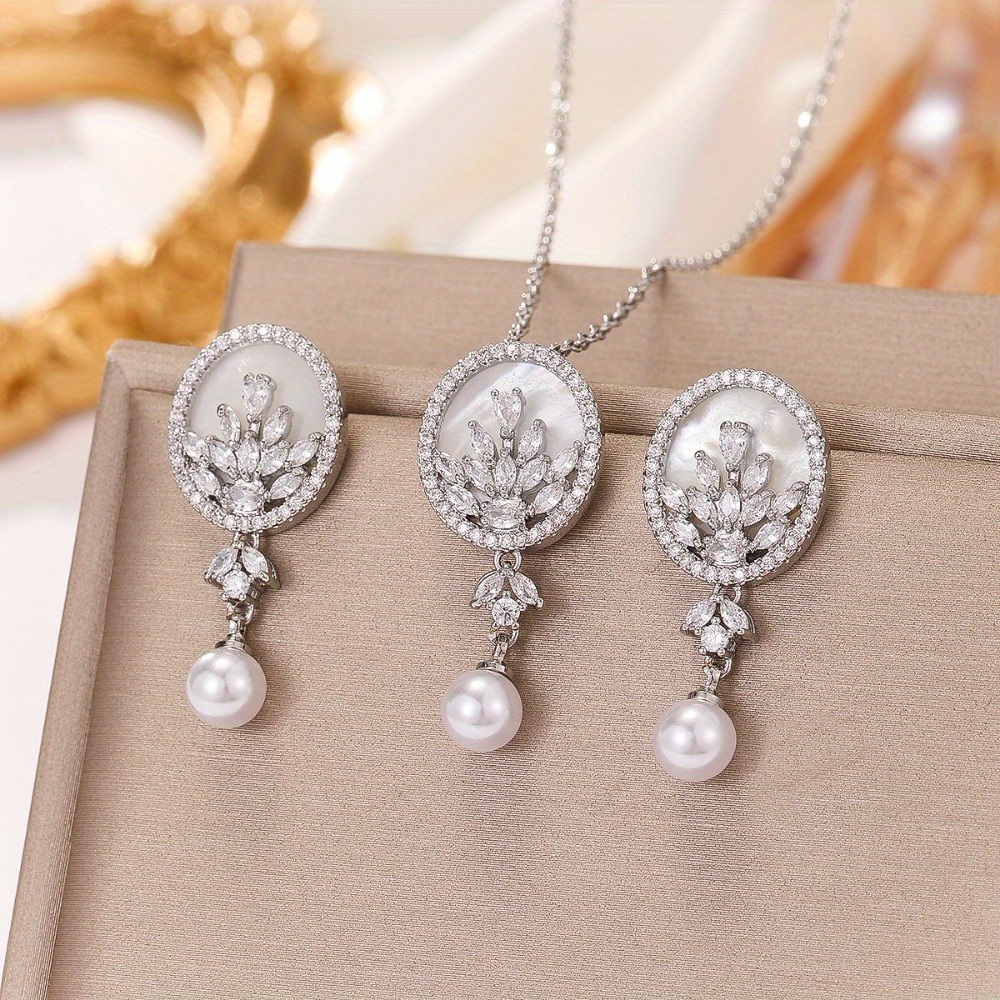 TEMU Fashion Vintage Due Pezzi Orecchini e Collana Banchetto Matrimonio Abito da Sposa Gioielli
