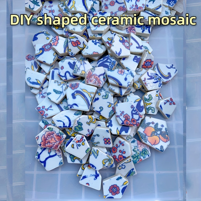 

100g/3.52oz Diy Colored Ceramic Mosaic Typical Characteristics Blue And White Porcelain Tiles For Diy Creations, Gardens, Door Frames, Steps, Home Decorations Special Jewelry Making Accessories
