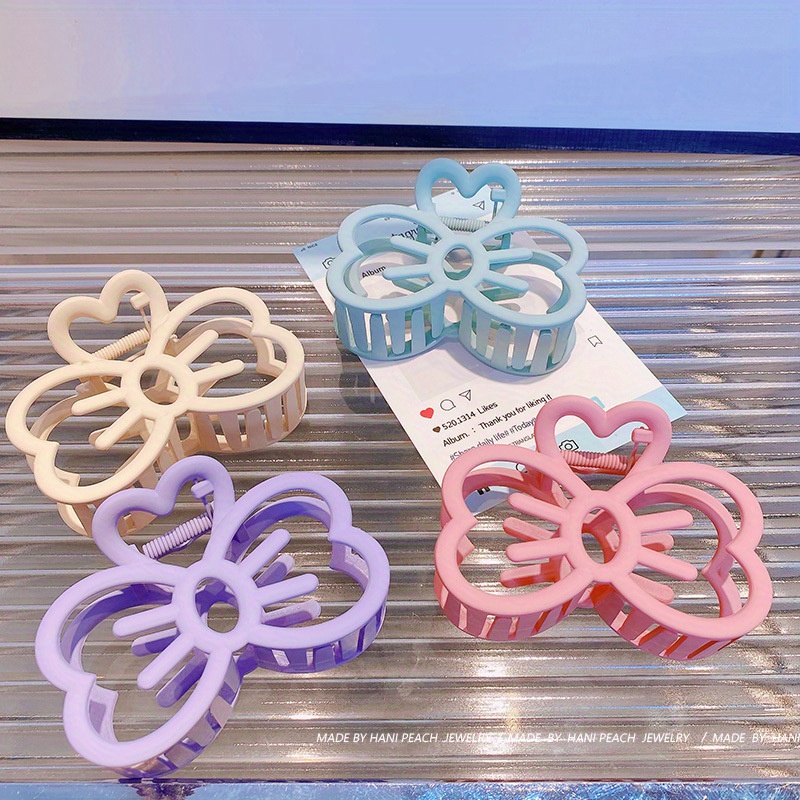 

Elegant 4-piece Acrylic Hair Clip Set - Chic Bow & Flower Designs, Durable Pvc, Perfect For Women & Girls