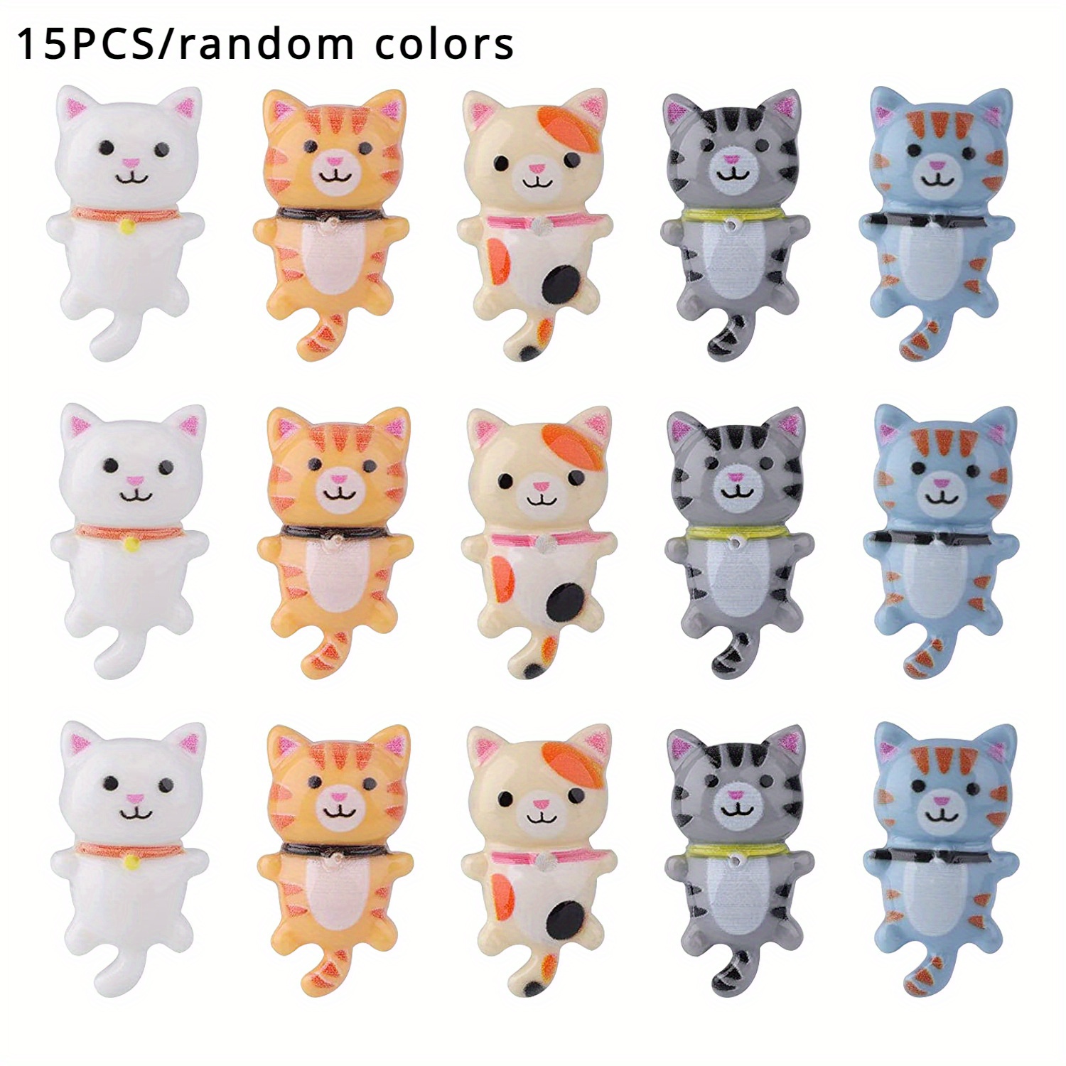 

15pcs Cute Cat Push Pins Set - Abs Material, Fun & Decorative Kitty-shaped Thumb For Bulletin Board, Notes, Wall, Home, Office, Classroom Use