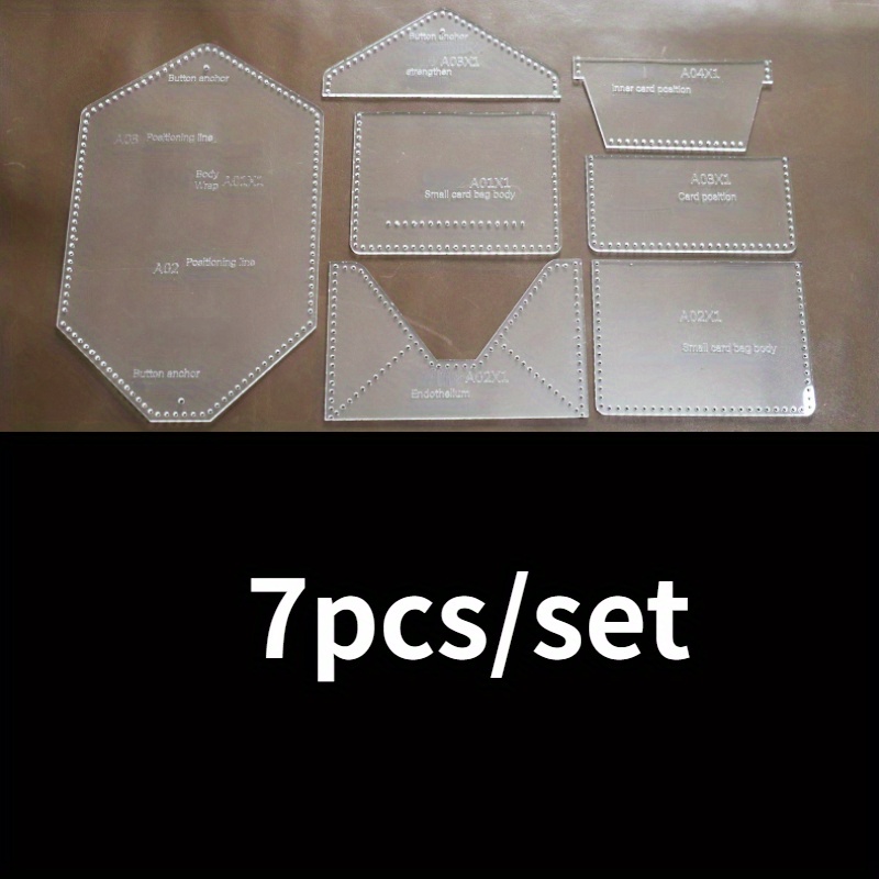 7pcs/set Acrylic Stylish Business Card Holder Leather Craft Pattern Stencil Sewing Pattern