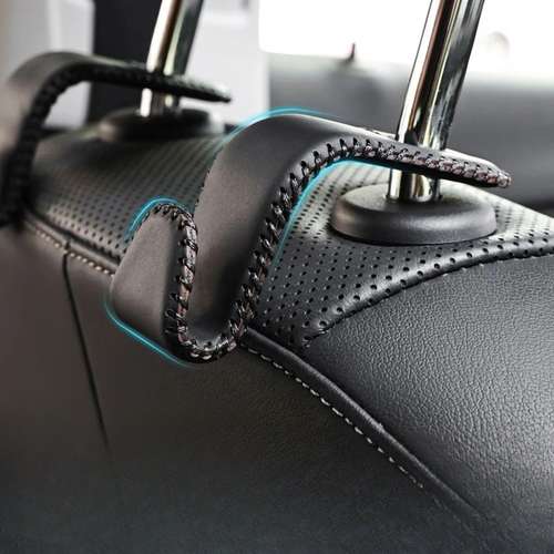 Crochets D'appui-tête Pour Voiture – Lot De 2 En Cuir | Rotation 360° | Universels Et Discrets | Pour Sacs, Vêtements, Courses