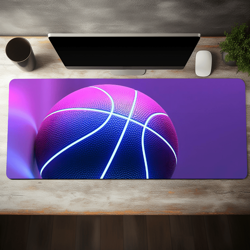 

Extra-large Basketball Gaming Mouse Pad - Purple, Non-slip Rubber Base, 35.4x15.7 Inch Desk Mat For Gamers And Office Use