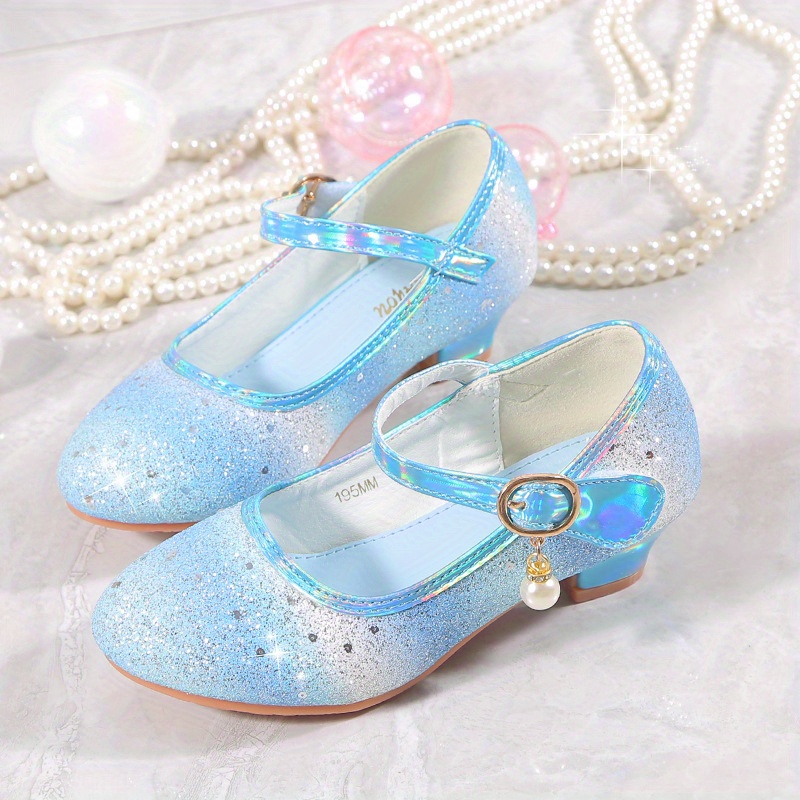 Glitter Shoes Blue Girl Dress Shoes Girls' Sparkling Sequin High