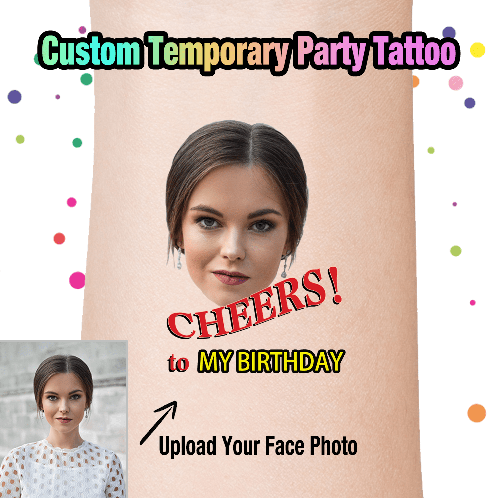 

Custom Photo Temporary Tattoos For Birthday Parties - Personalized Face Logo Designs, Perfect For Guest Decor & Fun Party Favors