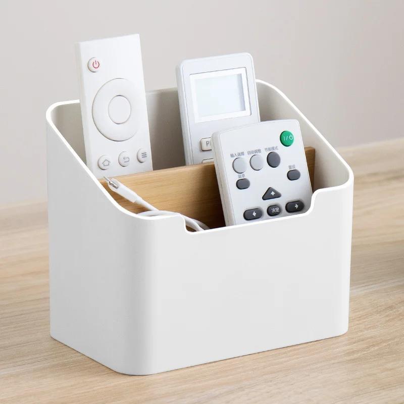 

1pc White Plastic Multi-functional Storage Box, Home Organizer For Tv Remote Controls, Cosmetics, Tissue Dispenser, Practical Desk And Tabletop Organizer