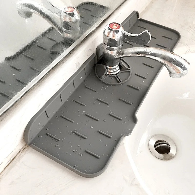 

Silicone Kitchen Faucet Mat - Absorbent Sink Splash Guard & Water Draining Pad, Countertop Protector For Home Use Kitchen Floor Mats Waterproof Cushioned Kitchen Sink Splash Guard