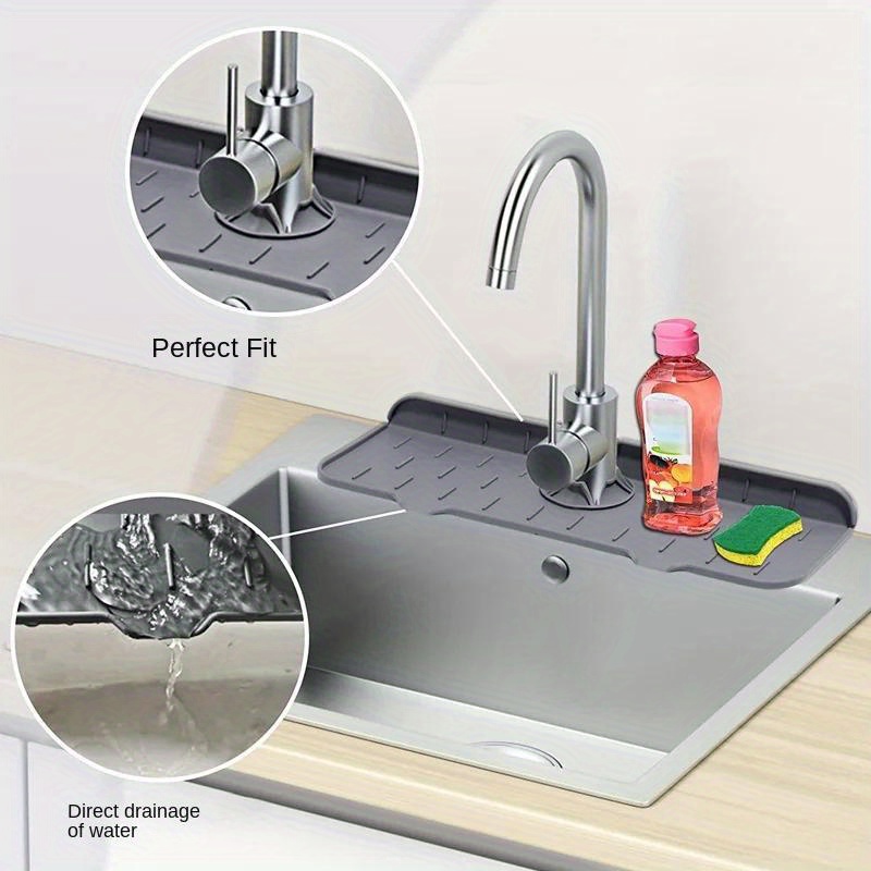 silicone kitchen faucet mat absorbent sink splash guard water draining pad countertop protector for home use table cushion bathroom details 2