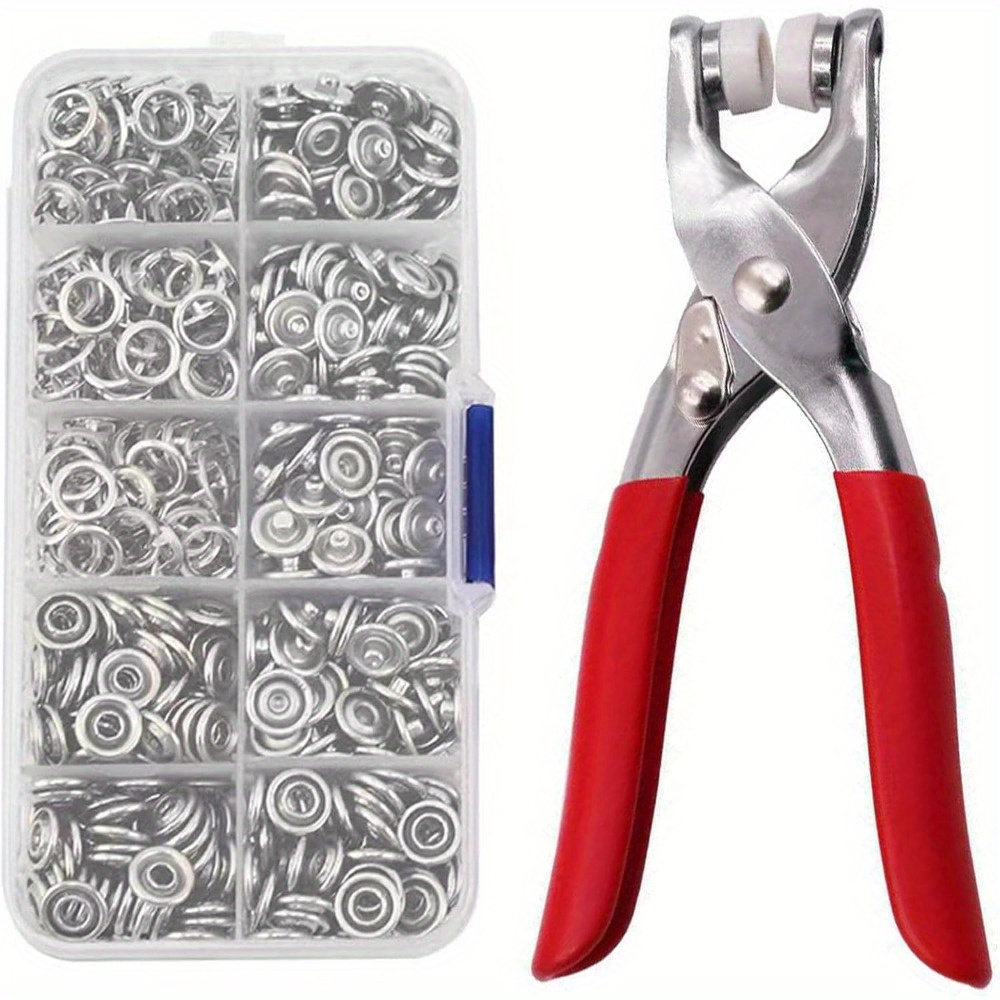 

precision Tools" Diy Snap Button Fastener Kit - 100 Sets With Pliers, Durable Copper Press Studs For Clothing & Crafts, Silver - Includes Storage Box