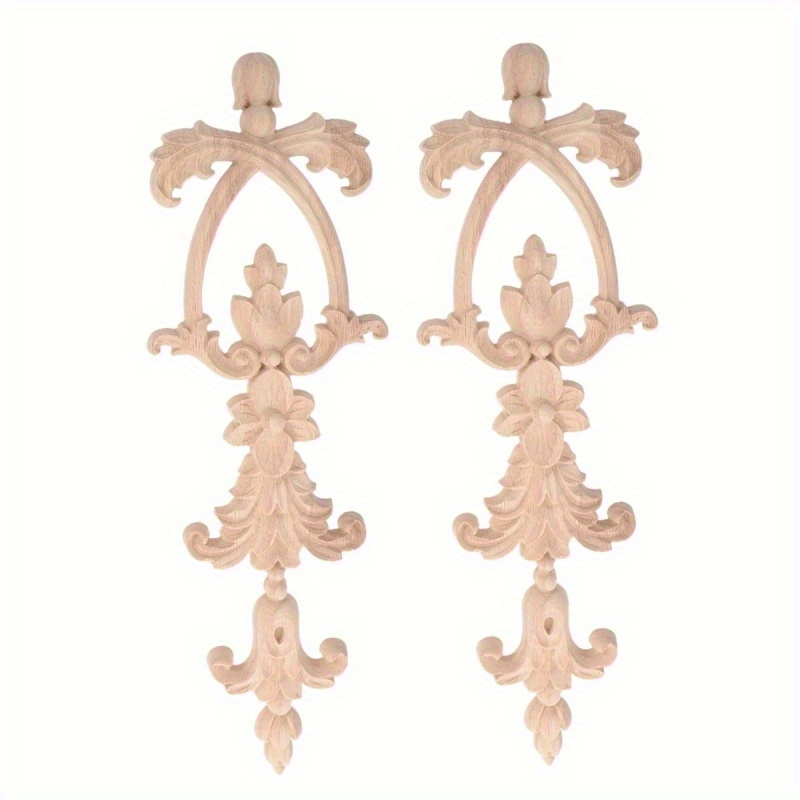 

1pc Unpainted Wood Carving Onlays Appliques, European Style Long Frame Decal For Wall, Door, Mirror, Cabinet, Dresser, Cupboard, Headboard, Wardrobe Closet Decor - Woodworking Craft Tool