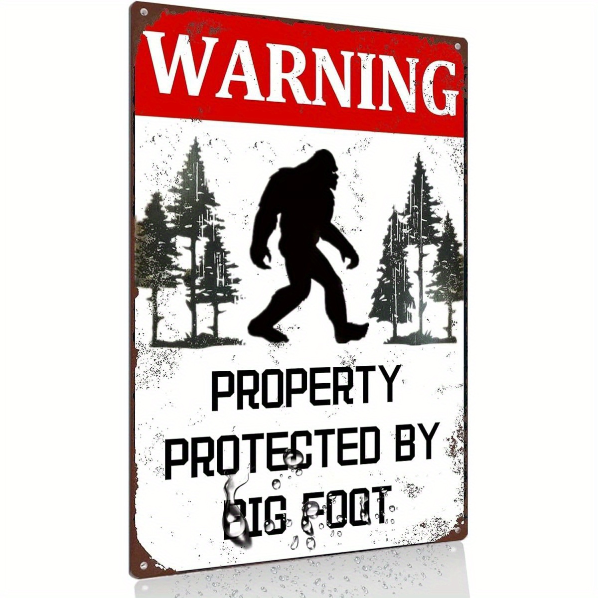 

Warning Property Protected By Big Foot Iron Metal Sign - Humorous Man Cave And Yard Decor - Durable Garage Wall Art - Unique Gift For Men