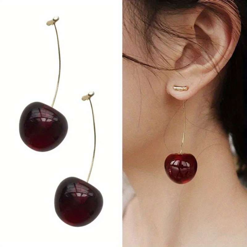 

Chic Cherry Long Drop Earrings For Women - Formaldehyde-free, Personal Care Accessory