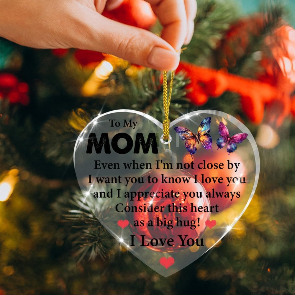 mom keepsake acrylic heart shaped ornament 'mom Temu
