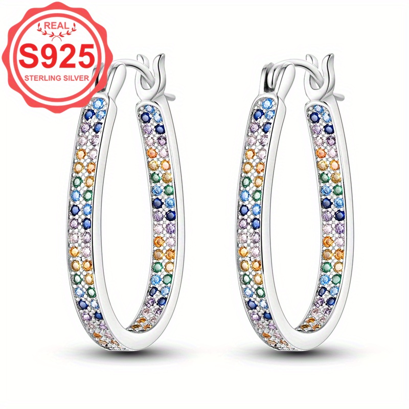 TEMU 5.05gs925 Hypoallergenic Earrings Sparkling Large Water Drop Colored Earrings Gorgeous Jewelry Earrings For Gift