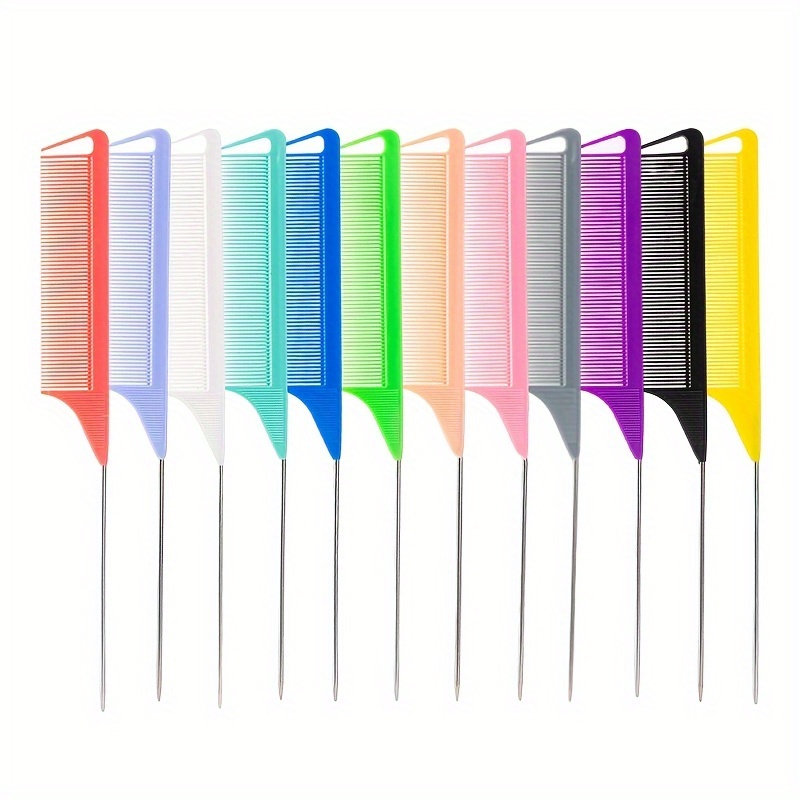 

5/6/12pcs Rat Tail Comb, Plastic Hair Sectioning Comb, Barber Salon Hair Styling Comb