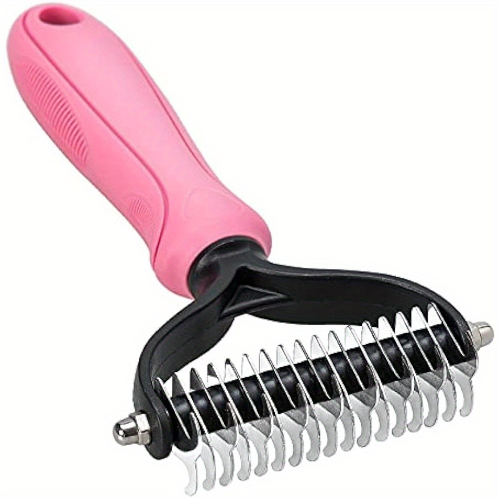 

Undercoat Rake For Dogs, 2 Side Undercoat Brush For Deshedding And Dematting For Rabbit, Professional Pet Grooming Hair Tools, Removes Loose Undercoat And Nasty Shedding, Pink