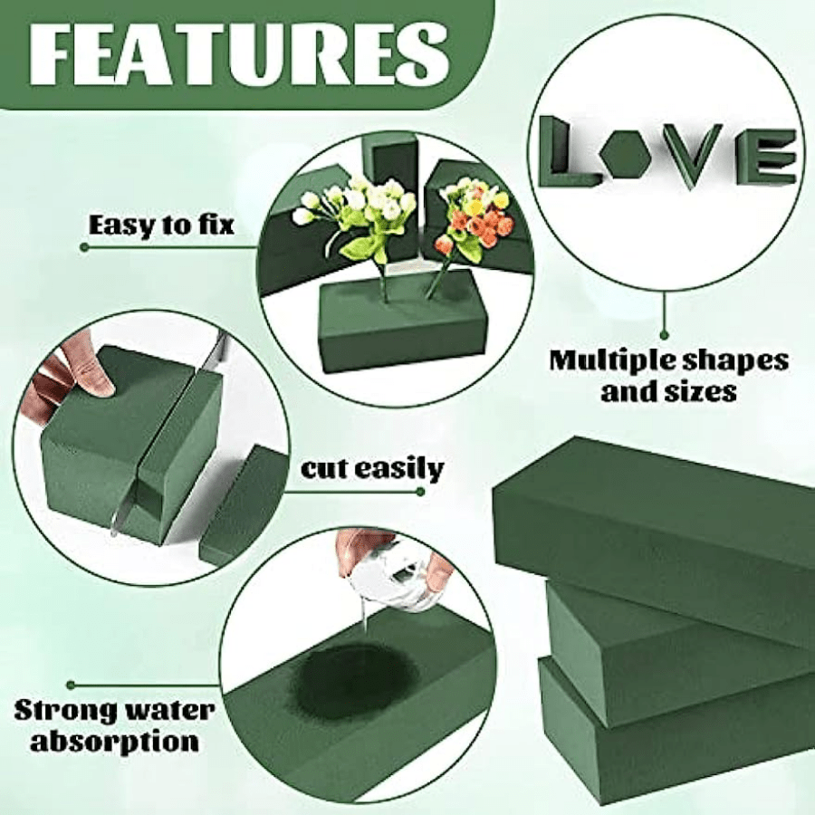 

Nylon Floral Foam Blocks For Fresh And Dry Flowers - Water Absorbing Sponge Set For Flower Arrangements, Bouquets, And Baskets - Easy To Cut And Shape - Ideal For Florists And Diy Crafts