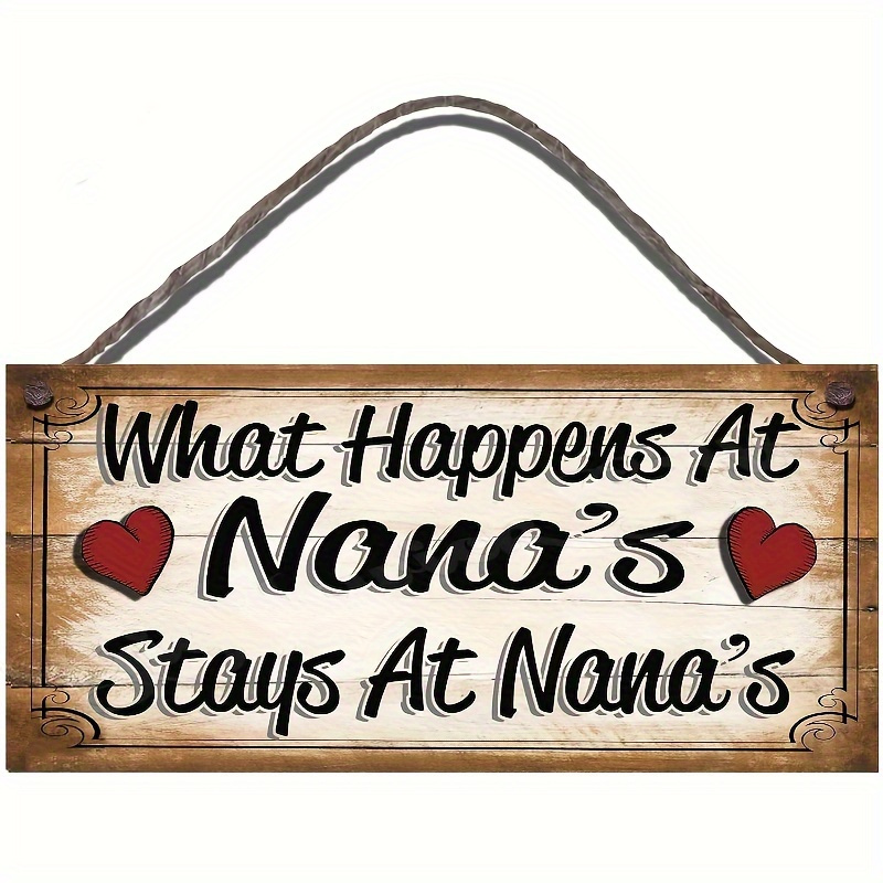 

2pcs Wooden Funny Sign Wall Plaque What Happens At Nana's Stays At Nana's Wall Art Decorative Wood Sign Home Decor For Retail Stores, Boutique, Supermarkets