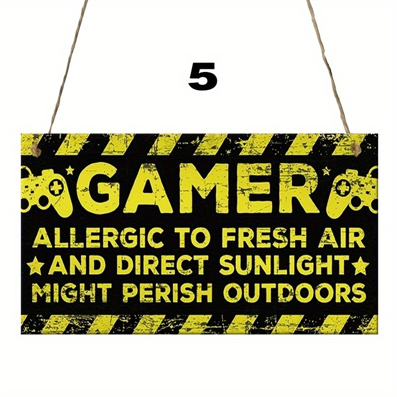 

2pcs Christmas-perfect Gamer Decor: Vintage Wooden Sign, Easy Wall Mount, No Power Needed - Adds Humor To Any Room