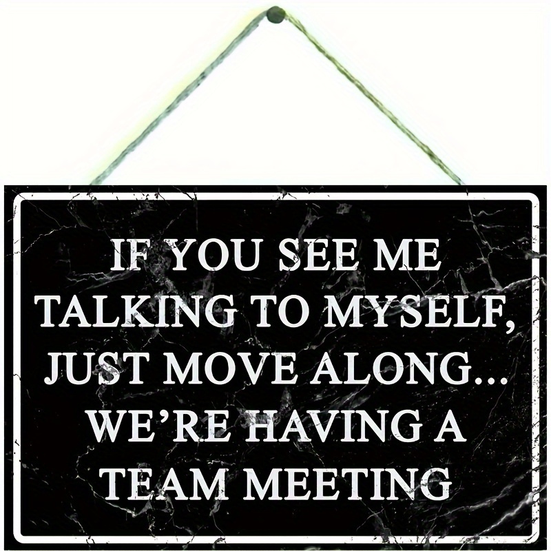 

2pcs Humorous 'team Meeting' Wooden Sign – Perfect Gift For Office & Home Wall Decor, Cubicle & Classroom Charm