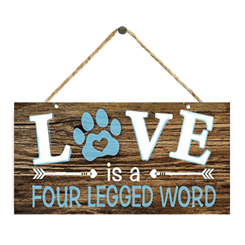 

2pcs Love Is A 4 Legged Word Pet Paw Metal Hanging Vintage Decorative Sign Plaid Wall Decor Sign For Dog Lovers Pet Ornament Love Gift Love