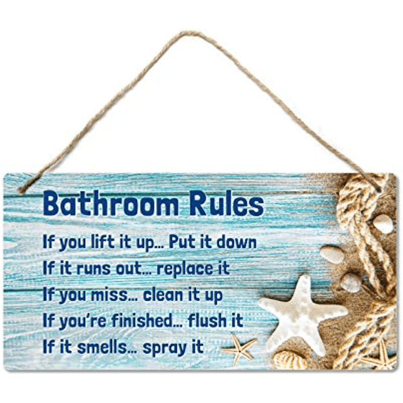 

2pcs Chic Waterproof Beach-themed Bathroom Decor: Serene Shell Accessories & Wall Signs For Home And Party