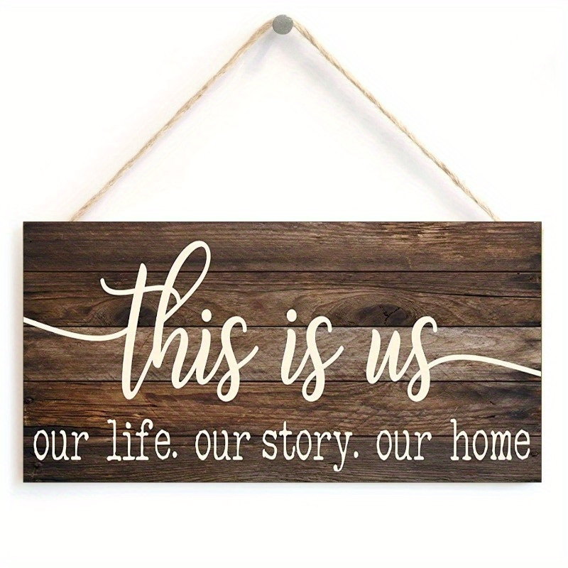 

2pcs Funny Wood Painting Board This Is Our Life Our Story Our Home Rustic Wood Hanging Wall Sign Home Decor 20cm×10cm (7.8in×3.9in)
