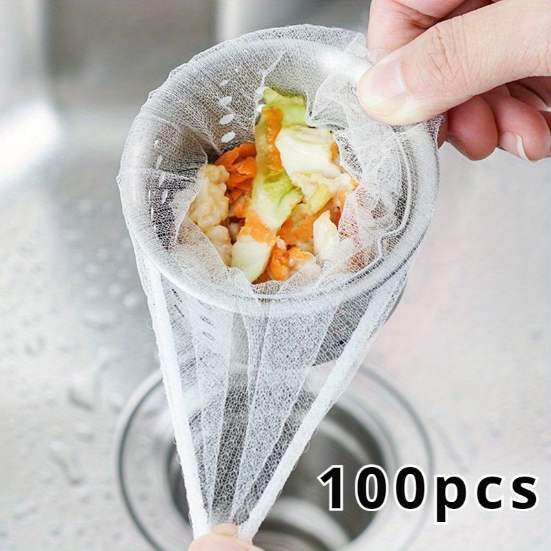 

100pcs Disposable Kitchen Sink Strainers, Anti-blocking Sewer Drain Filters, Garbage Bag Mesh, Pool Leak Protection Net