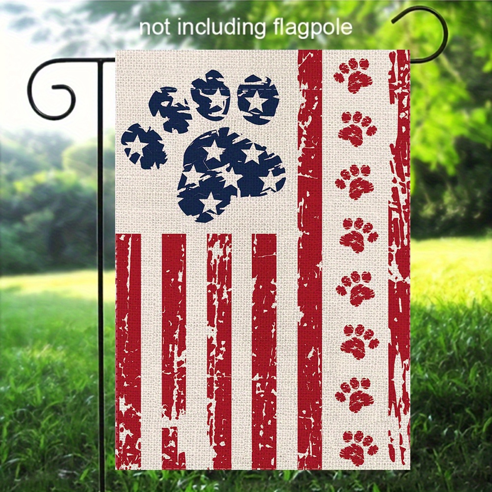 

Paw & Stars 4th Of Garden Flag - Double-sided, Polyester, & Decor, Outdoor Yard And Home Decoration, No Flagpole Included, 12x18in