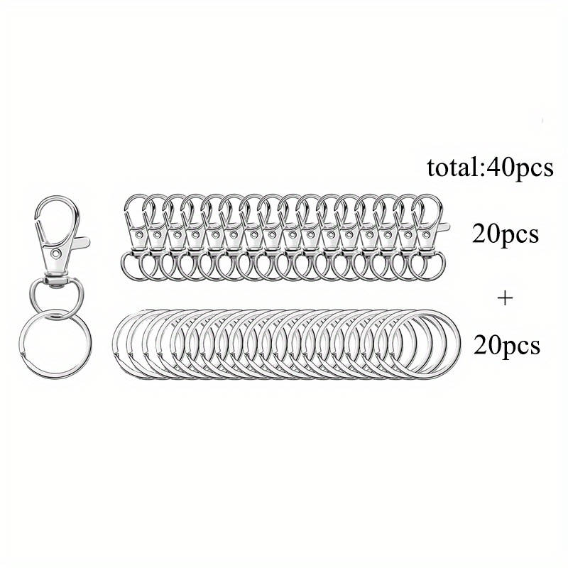 TEMU 40 stuks/pak DIY Sleutelhangers Draaibare Haak Kreeft Hanger Rugzakversiering Decoratieve Sleutelring Set met Knopen voor Dieren
